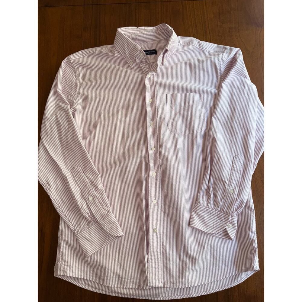 Proper Cloth Men's Red Stripe Oxford Button-Down Sport Shirt 16.5-35